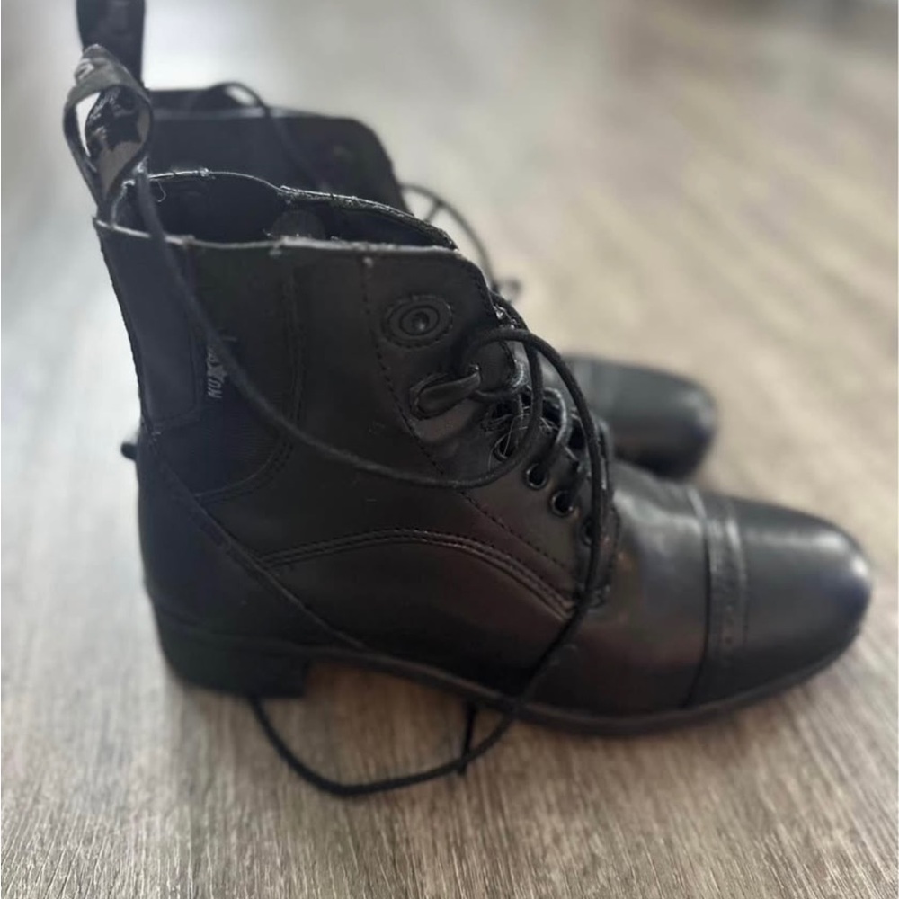 Classic Black Kids Lace-Up Ankle Boots